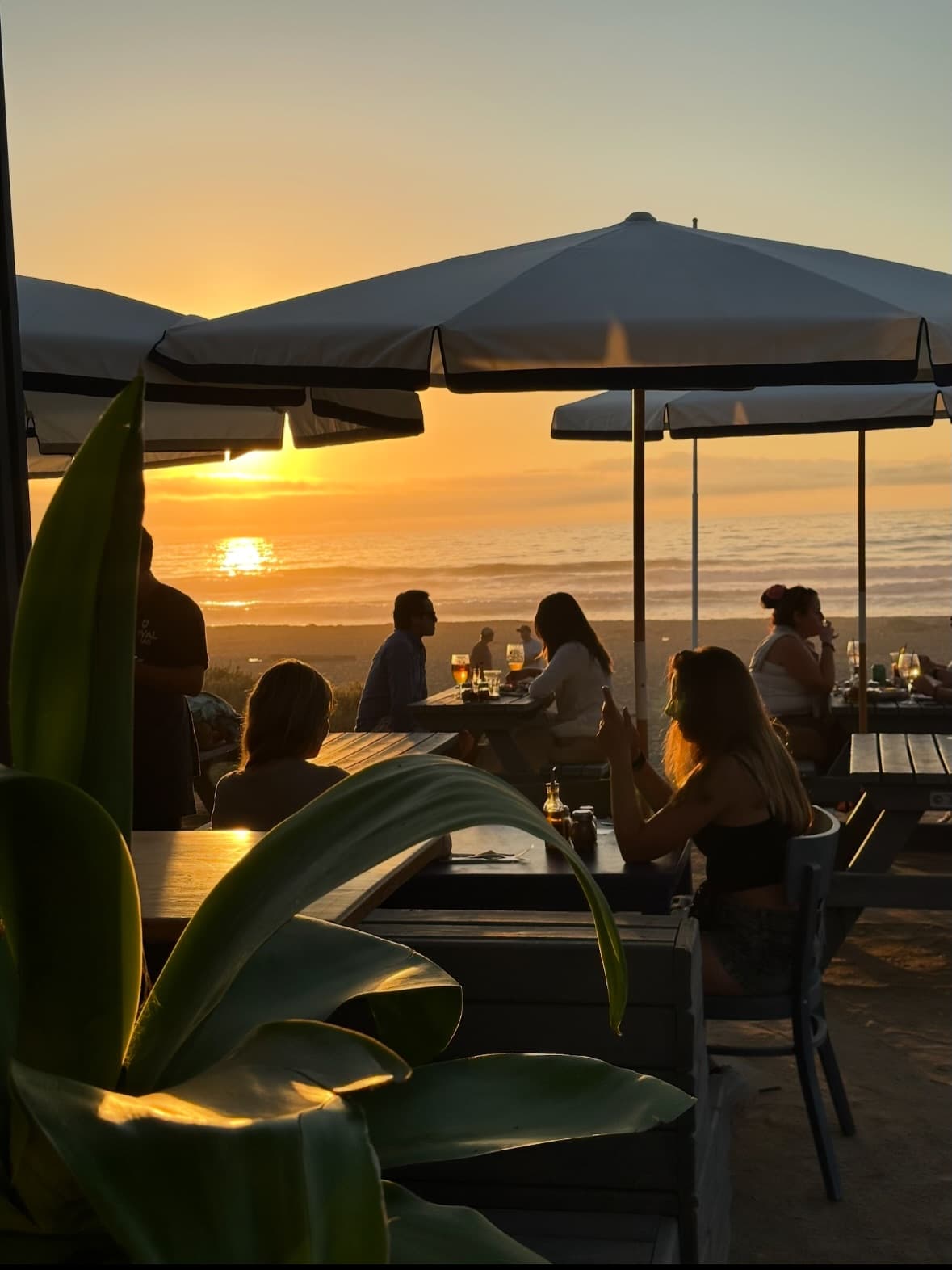 Terraza de restaurante al atardecer