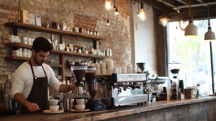 Barista preparando café